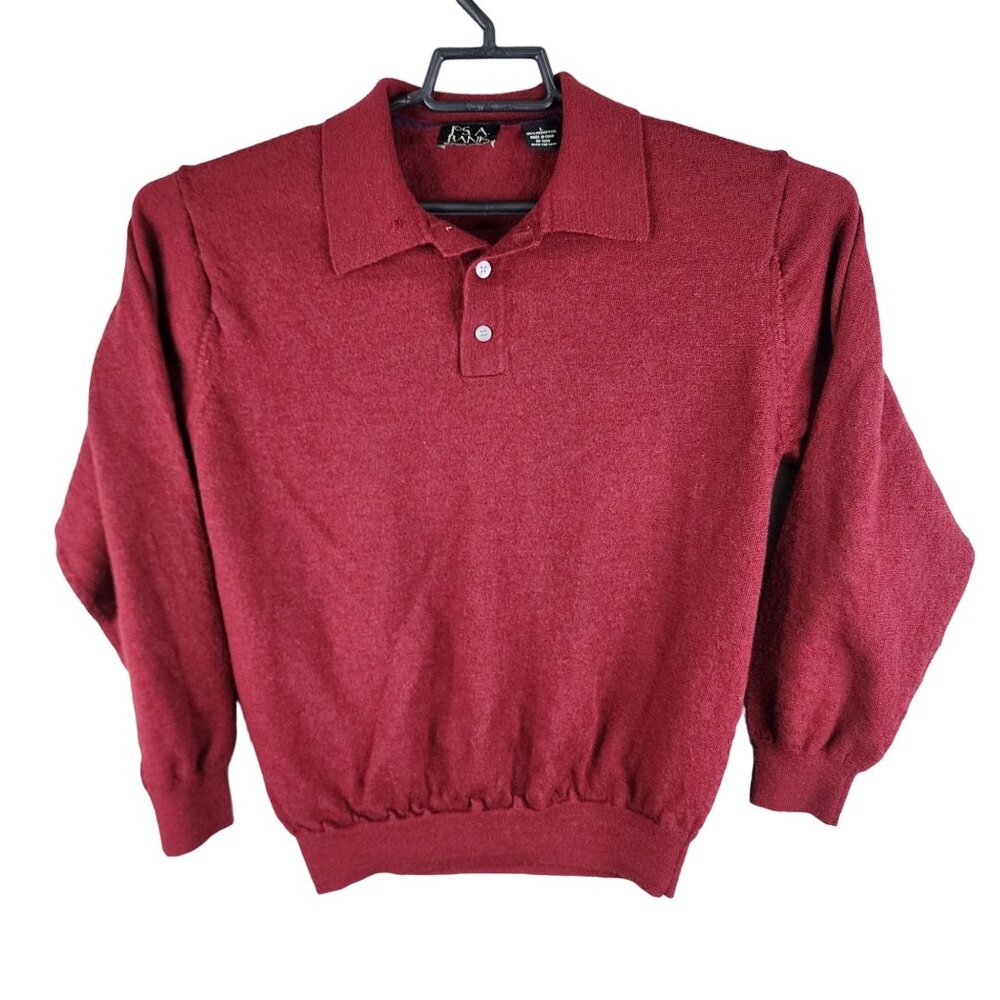 Mens Red Jos. A. Bank Signature Collection Merino Wool Sweater Long Sleeve L